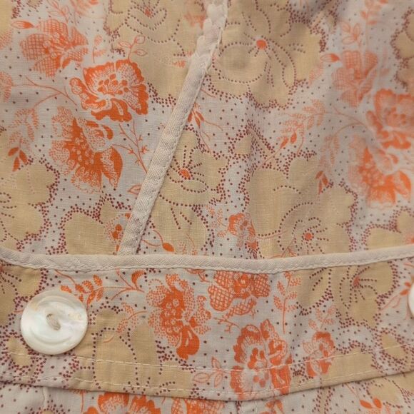 70s Vintage Girls Floral Print Orange Romper Bell Flare Pants - Picture 3 of 5